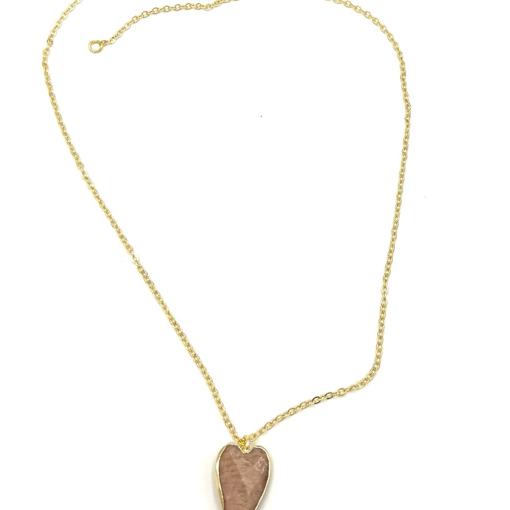 Hand Crafted Sunstone Heart Gold Necklace - Picture 4 of 9